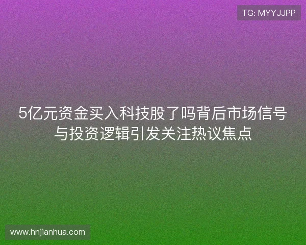 5亿元资金买入科技股了吗背后市场信号与投资逻辑引发关注热议焦点 5亿元资金买入科技股了吗背后市场信号与投资逻辑引发关注热议焦点
